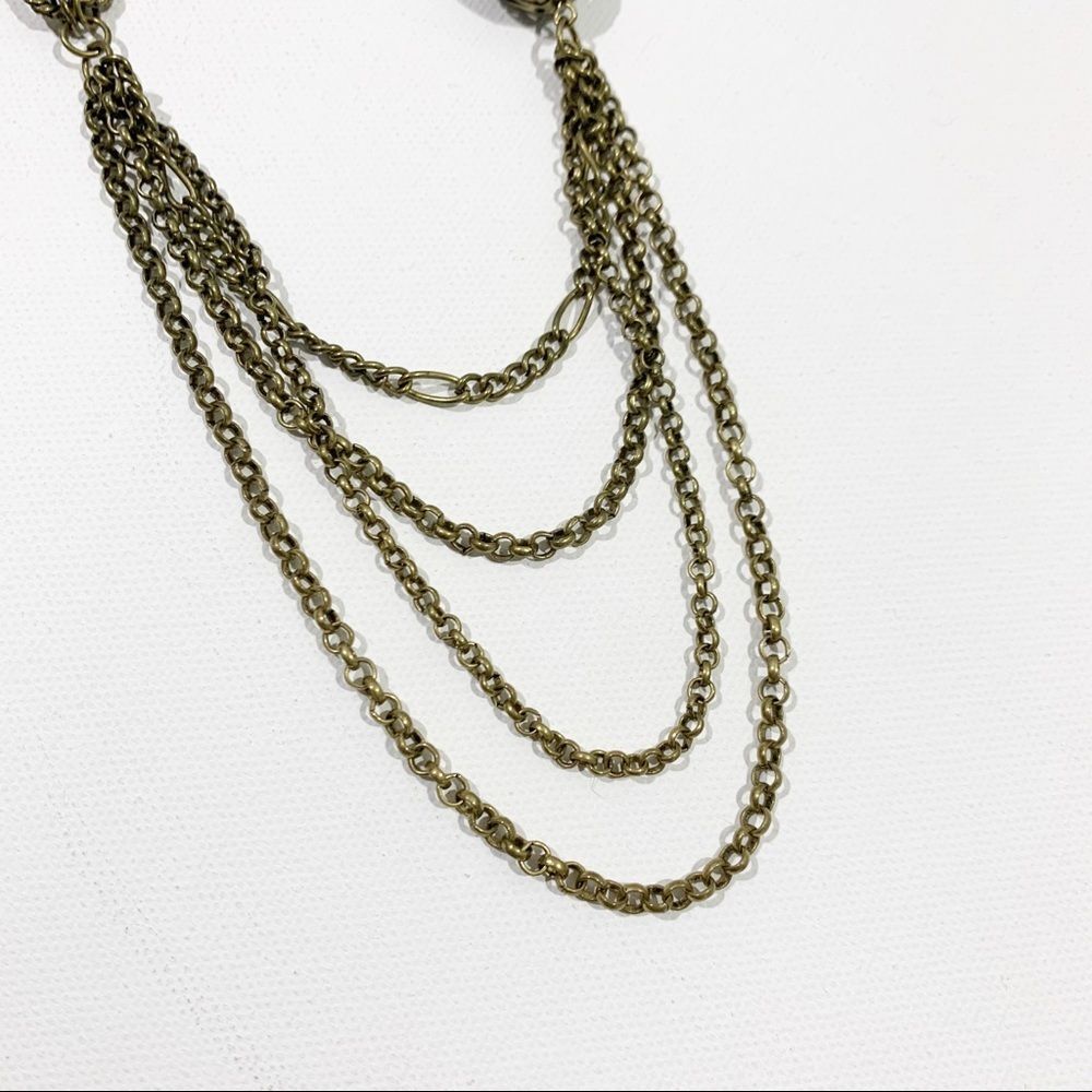 NECKLACE Gold Tone Multi Style Asymmetrical Chain - Picture 6 of 7